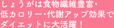 しょうがは食物繊維豊富・低カロリー・代謝アップ効果でダイエットに大活躍！