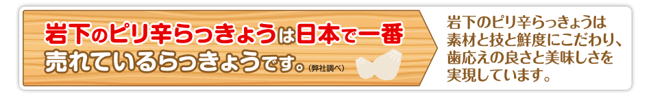 岩下のピリ辛らっきょうは日本で一番売れているらっきょうです